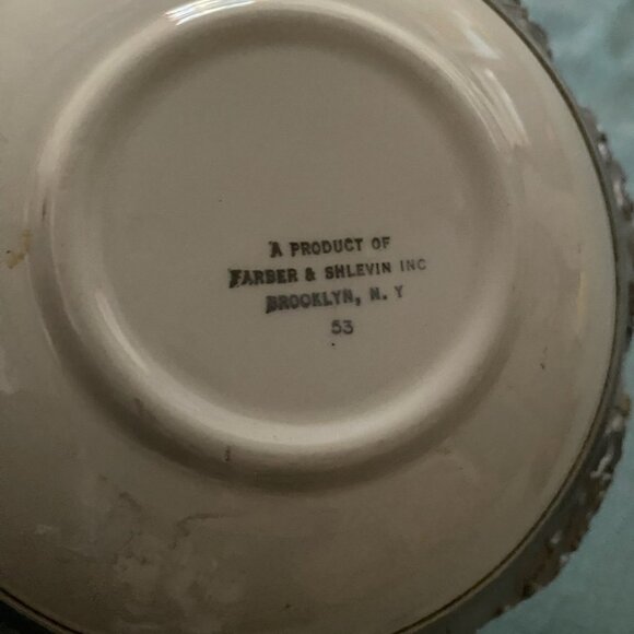 Vtg Farber & Shlevin Porcelain Floral Bowl Basket Aluminum Handle and Rim - Picture 3 of 4
